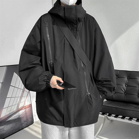 Streetwear 2023 Spring Hooded Casual Man Jacket Outdoor Coat Black Windbreak Bomber Jackets For Men